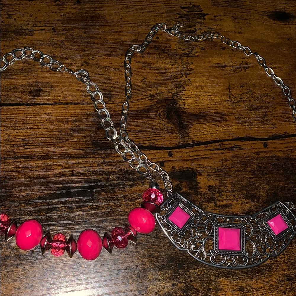 Elegant Pink and Silver Necklace